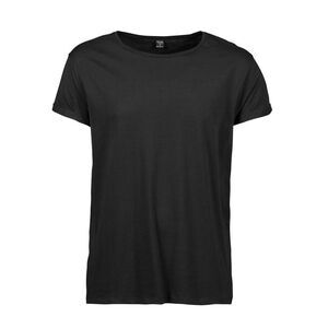 Tee Jays Mens Roll Sleeve Cotton T-Shirt / Black